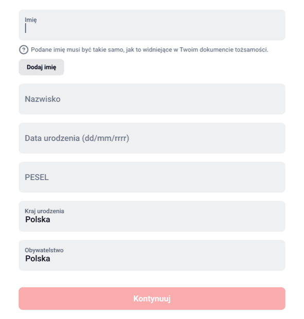 Registration at Betclick casino